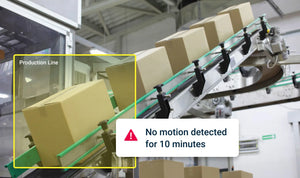 Samsara workplace safety intelligence search window showing motion detection of production line.