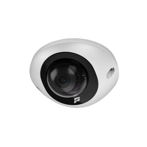White pelco security camera with black lens on a white background